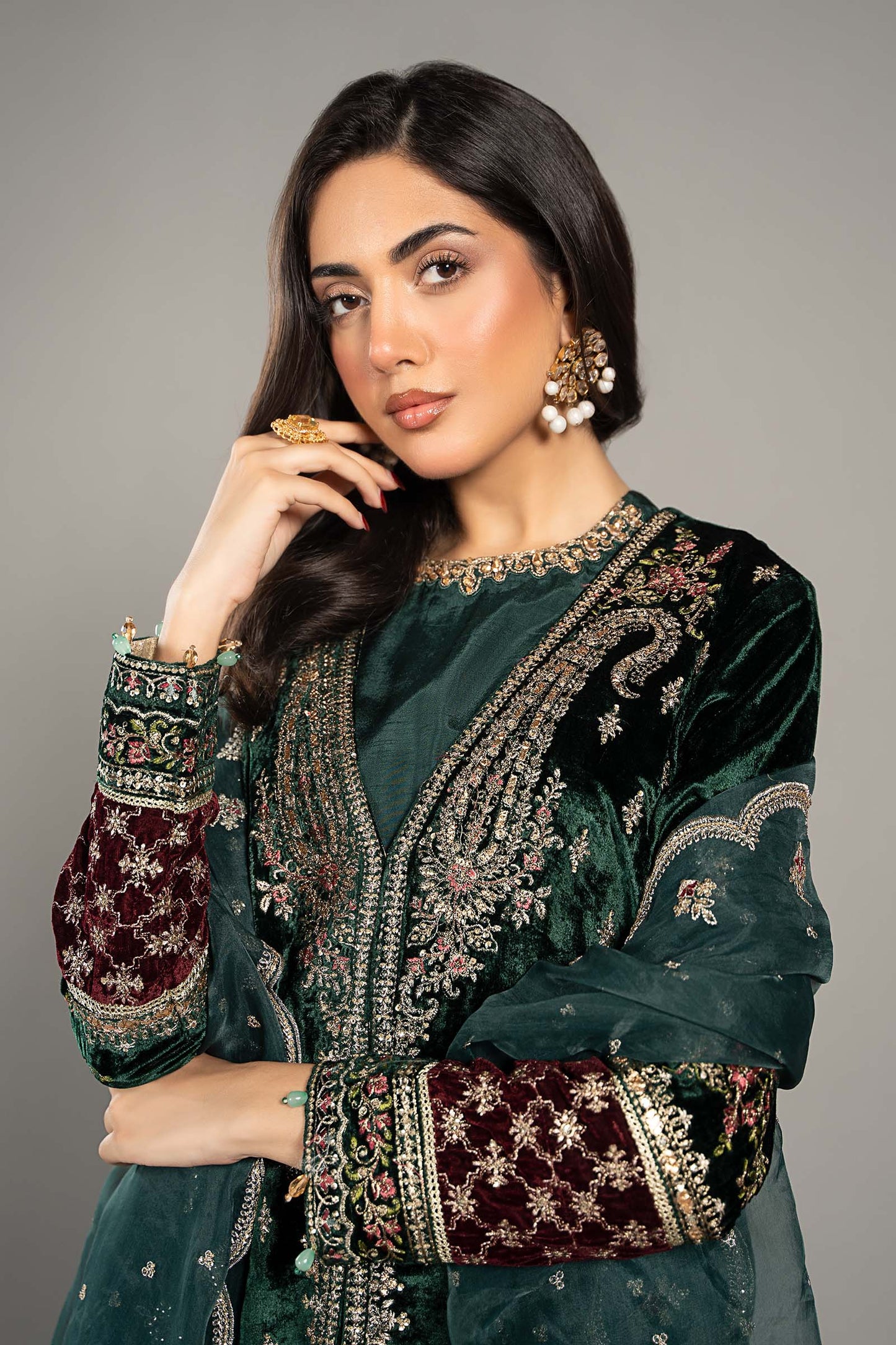 Maira B | Ready to Wear | SF-W24-81 Green by Maria Faisal - Registered Vendor of : Maria B - type : Wedding Dress - 100% original wedding dresses