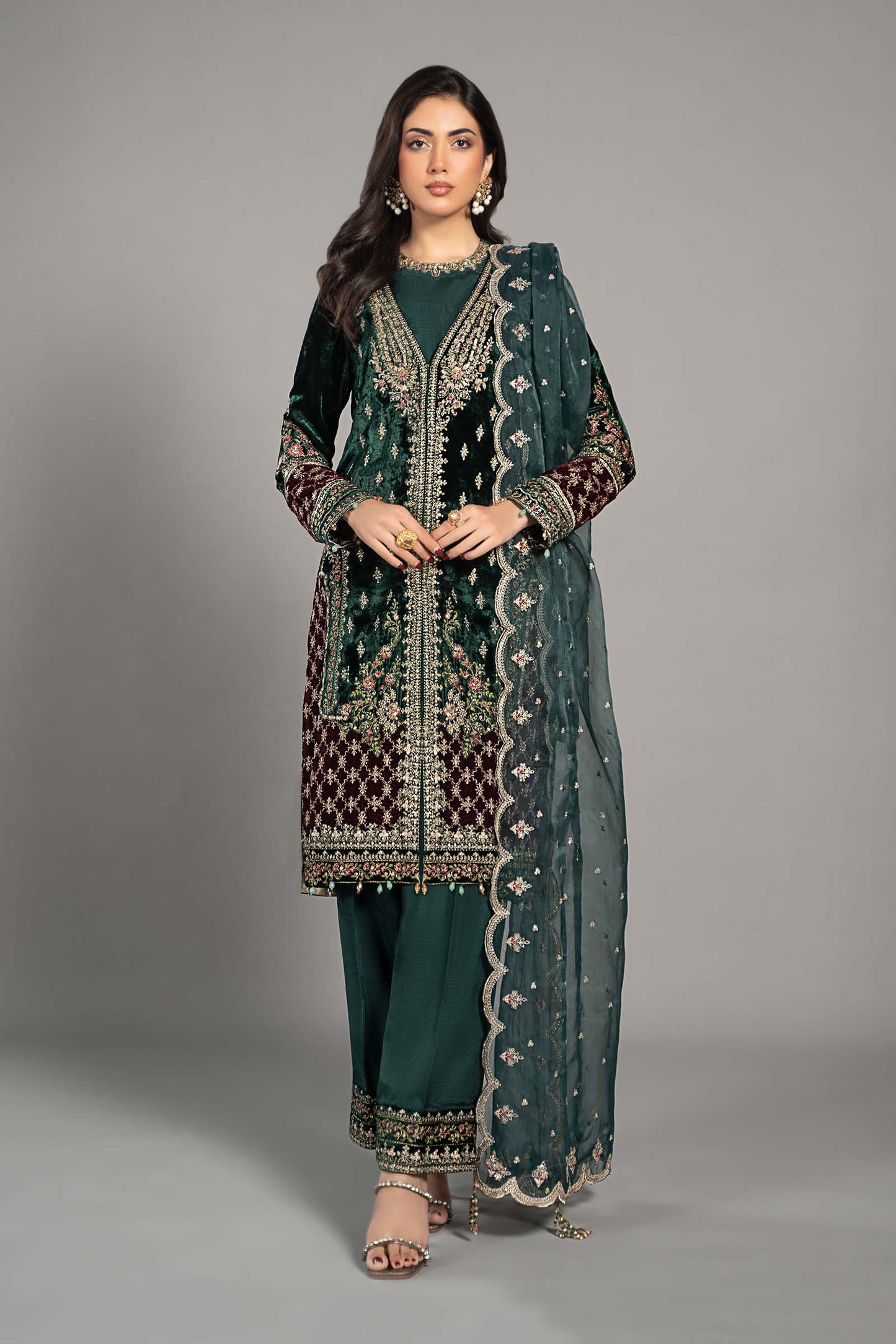 Maira B | Ready to Wear | SF-W24-81 Green by Maria Faisal - Registered Vendor of : Maria B - type : Wedding Dress - 100% original wedding dresses