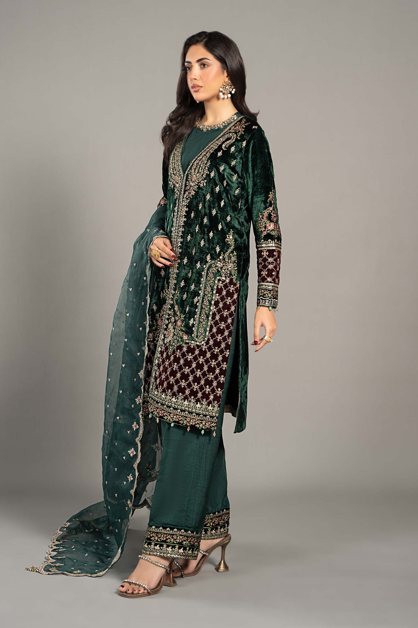 Maira B | Ready to Wear | SF-W24-81 Green by Maria Faisal - Registered Vendor of : Maria B - type : Wedding Dress - 100% original wedding dresses