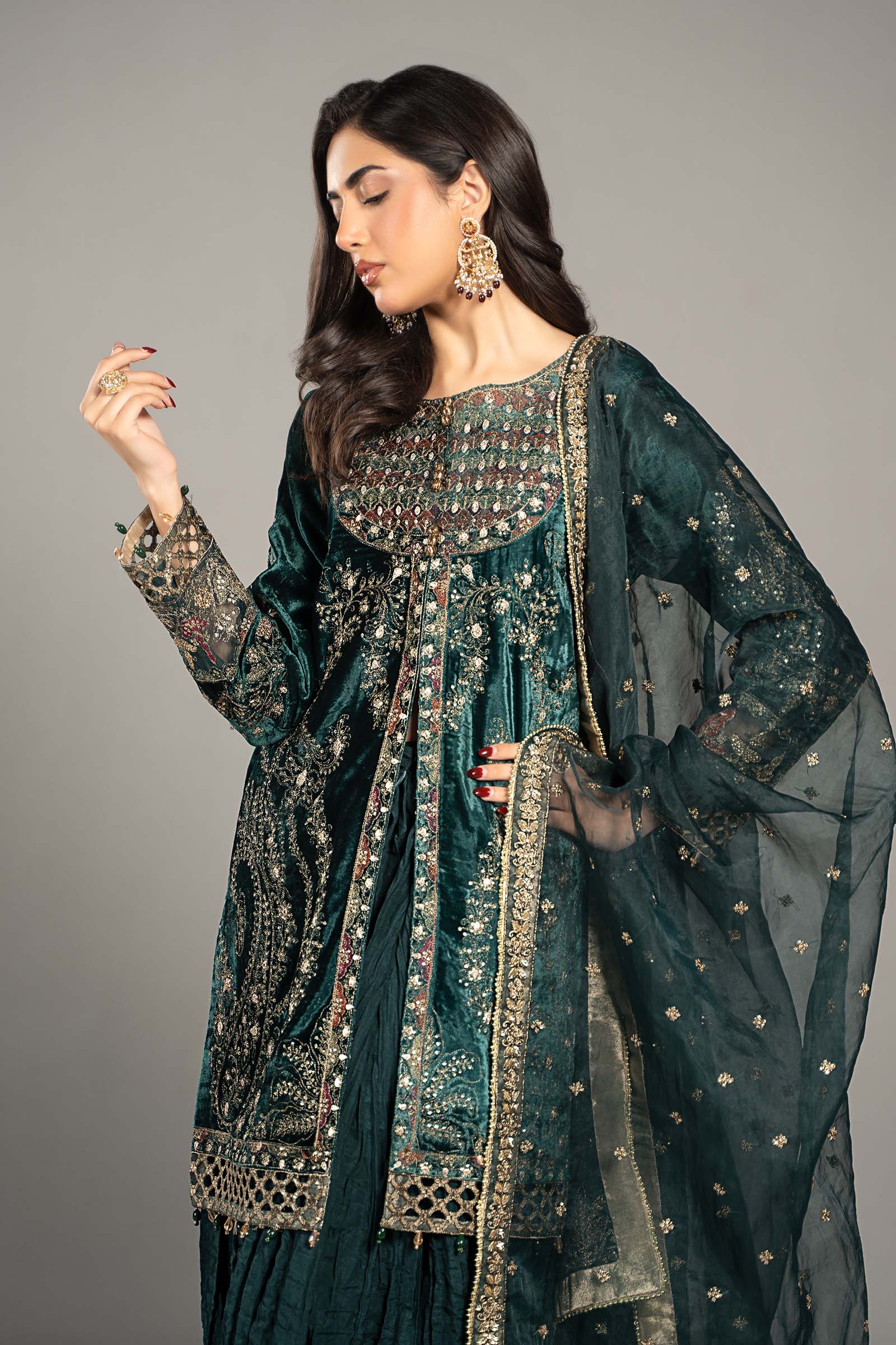 Maira B | Ready to Wear | SF-W24-87 Teal by Maria Faisal - Registered Vendor of : Maria B - type : Wedding Dress - 100% original wedding dresses