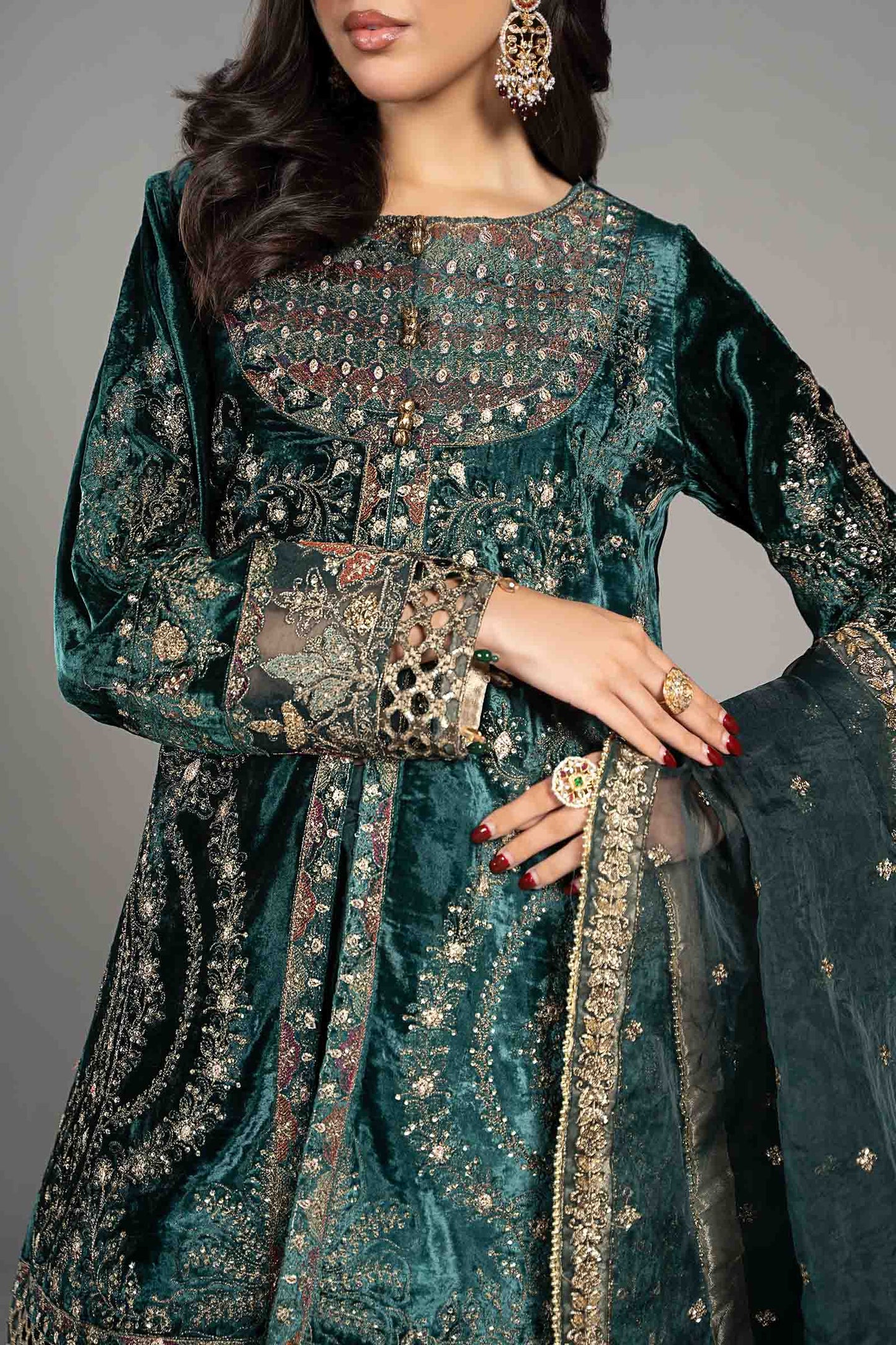 Maira B | Ready to Wear | SF-W24-87 Teal by Maria Faisal - Registered Vendor of : Maria B - type : Wedding Dress - 100% original wedding dresses