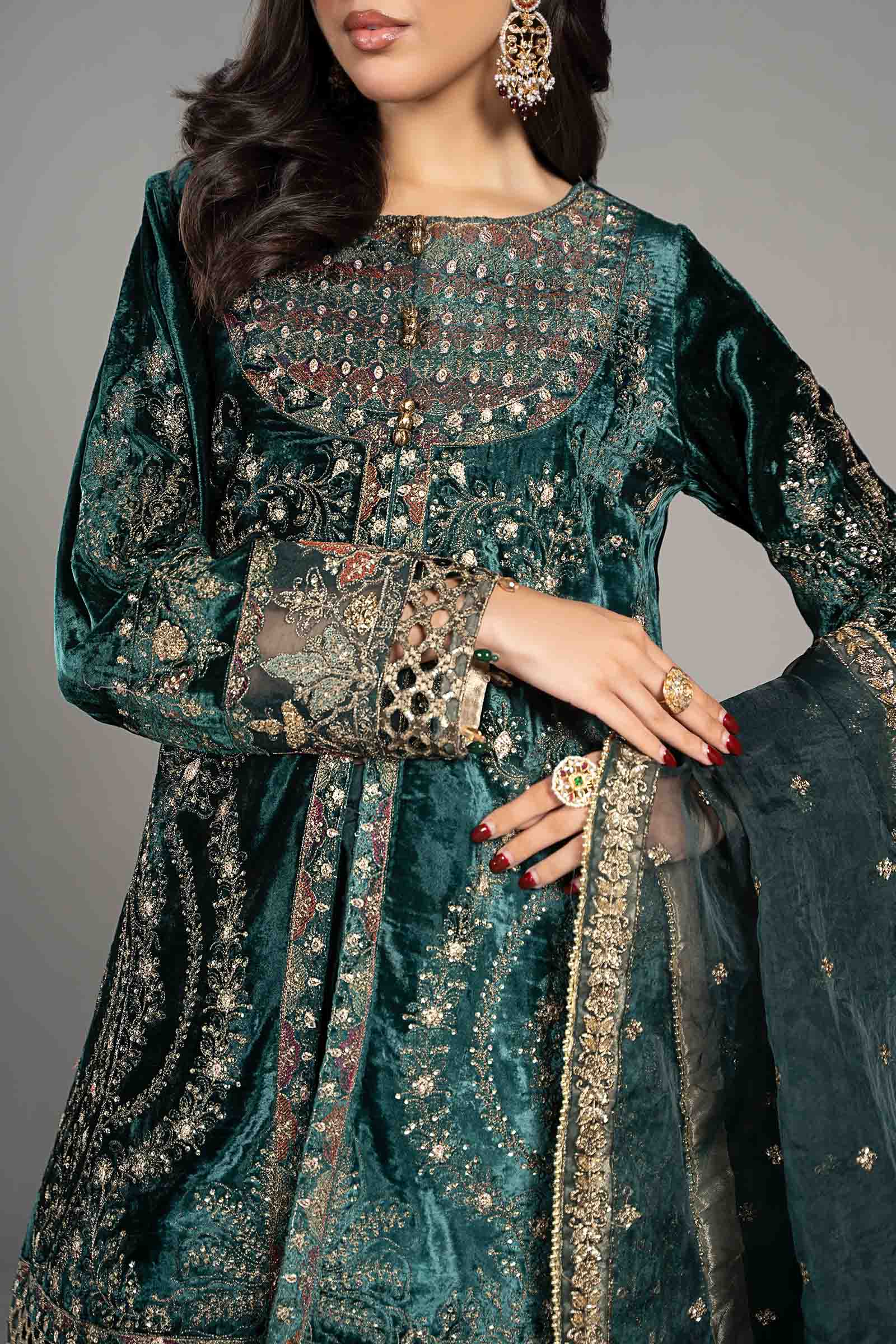 Maira B | Ready to Wear | SF-W24-87 Teal by Maria Faisal - Registered Vendor of : Maria B - type : Wedding Dress - 100% original wedding dresses
