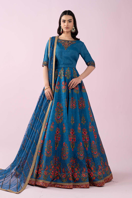 Maria B | Luxury Formals | SF-EF26-04-Blue - Formal Dress - available at Maria Faisal in UK and USA.