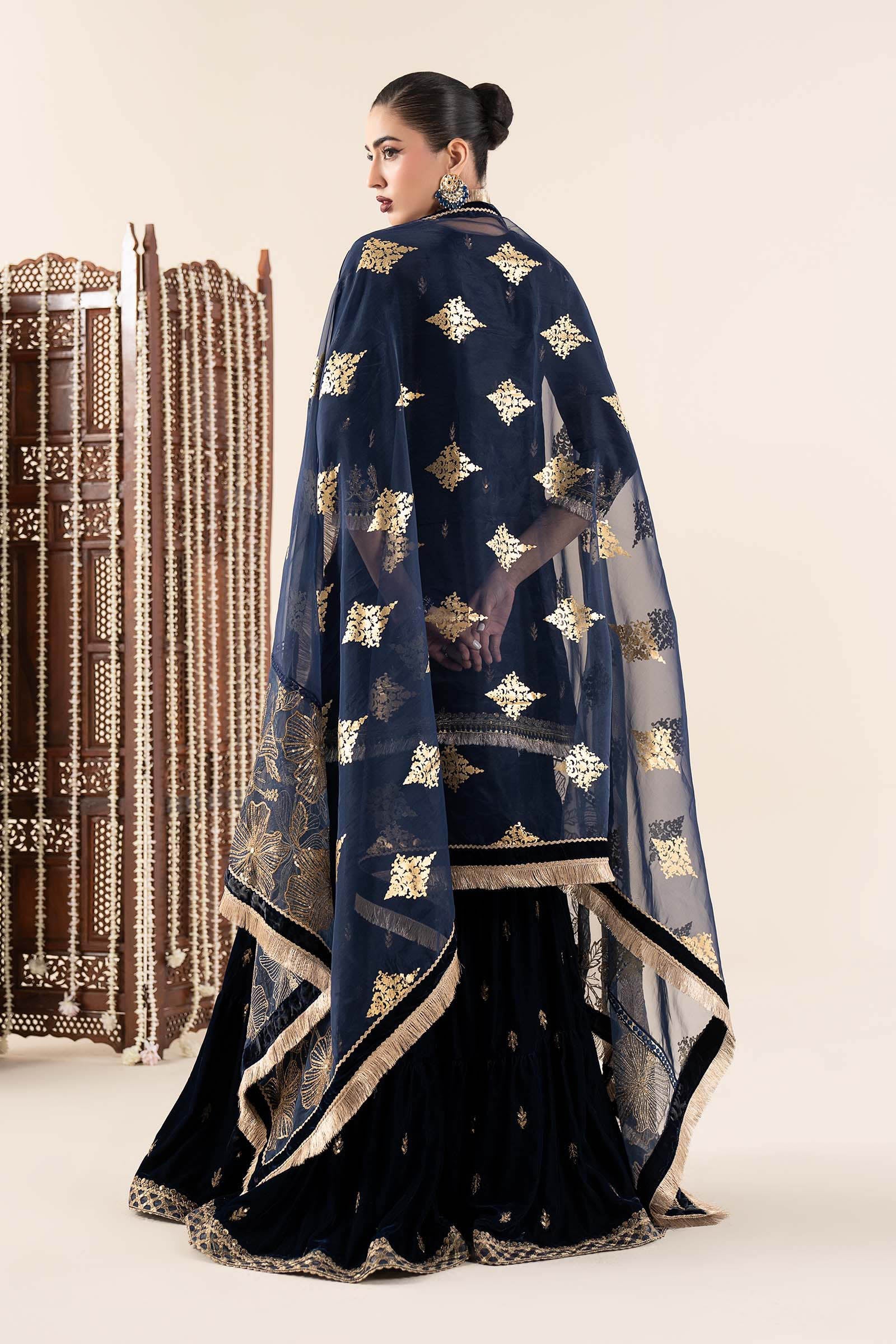 Maria B | Pre Fall 25 | SF-W25-43-Navy Blue - Casual Dress - available at Maria Faisal in UK and USA.