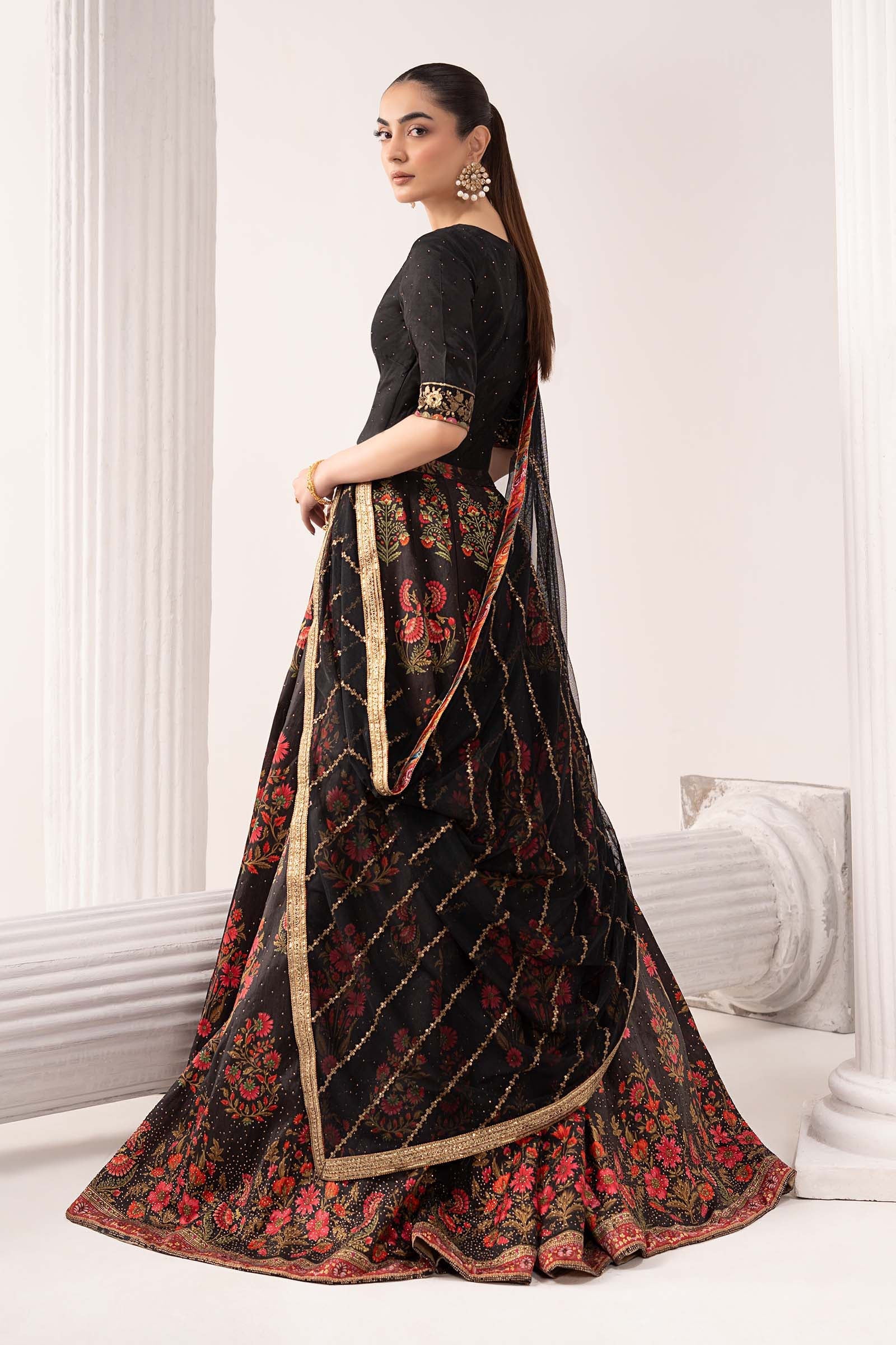 Maria B | Luxury Formals | SF-EF26-04-Black - Formal Dress - available at Maria Faisal in UK and USA.