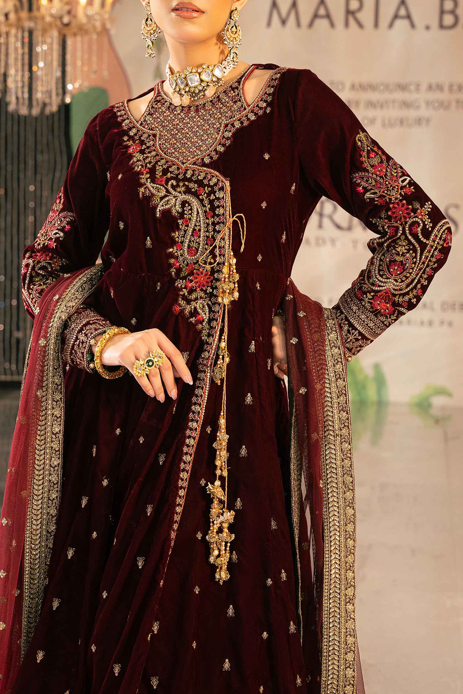Maira B | Ready to Wear | SF-W24-02 Maroon by Maria Faisal - Registered Vendor of : Maria B - type : Wedding Dress - 100% original wedding dresses