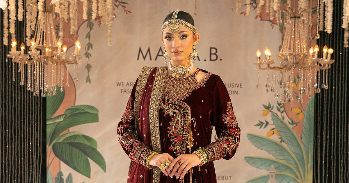 Maira B | Ready to Wear | SF-W24-02 Maroon by Maria Faisal - Registered Vendor of : Maria B - type : Wedding Dress - 100% original wedding dresses