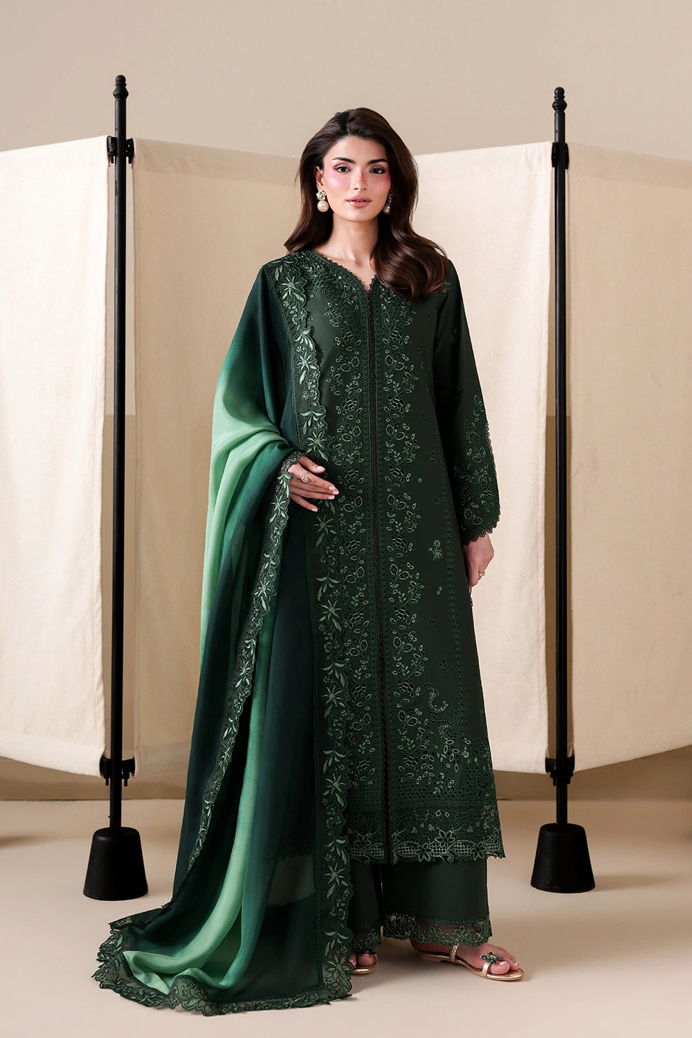 Azure | Luxury Lawn 26 | Shades Of Emerald - Luxury Dress - available at Maria Faisal in UK and USA.
