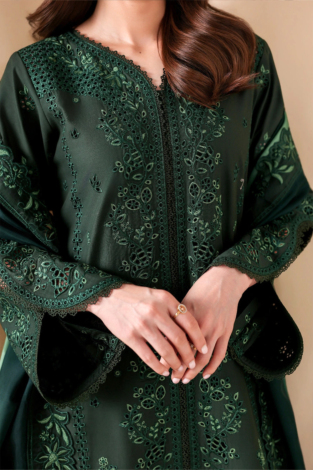 Azure | Luxury Lawn 26 | Shades Of Emerald - Luxury Dress - available at Maria Faisal in UK and USA.