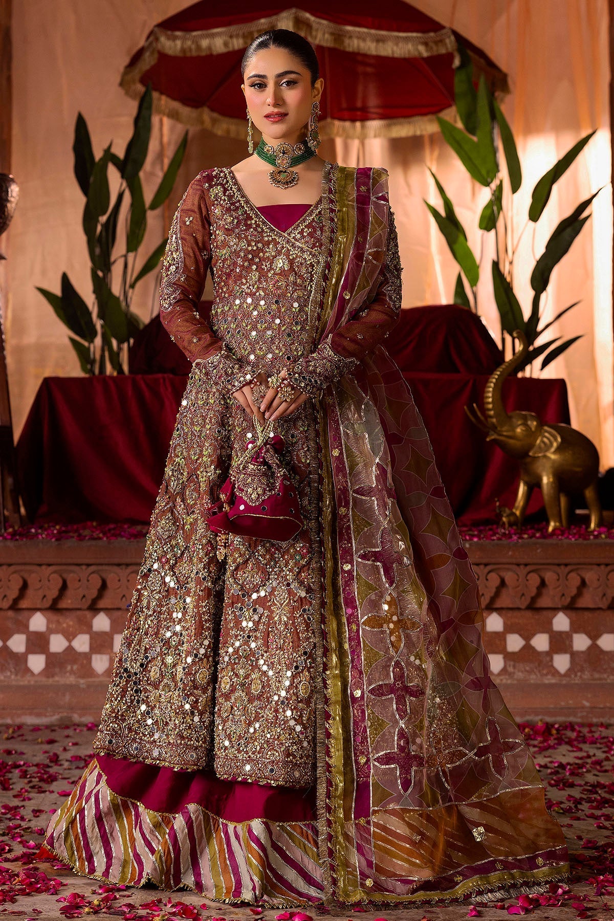 Motifz | Bridal Couture | 0020-NAURATAN EMBROIDERED MESSORI STITCHED by Maria Faisal - Registered Vendor of : Motifz - type : Ladies Clothes - 100% original wedding dresses