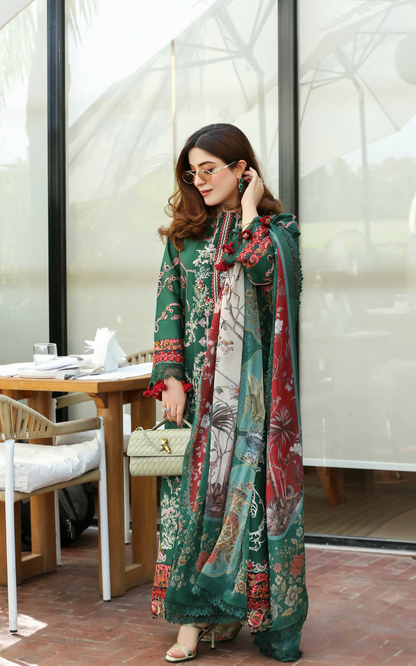 Asifa and Nabeel | Summer Lawn 26 | Green Majestic (SL26-01) - Luxury Dress - available at Maria Faisal in UK and USA.