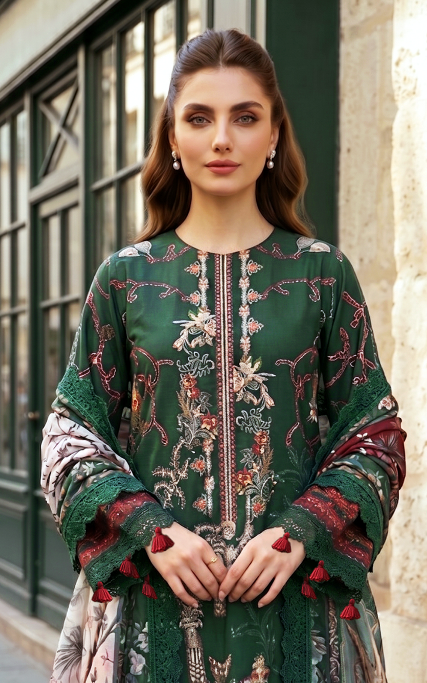 Asifa and Nabeel | Summer Lawn 26 | Green Majestic (SL26-01) - Luxury Dress - available at Maria Faisal in UK and USA.
