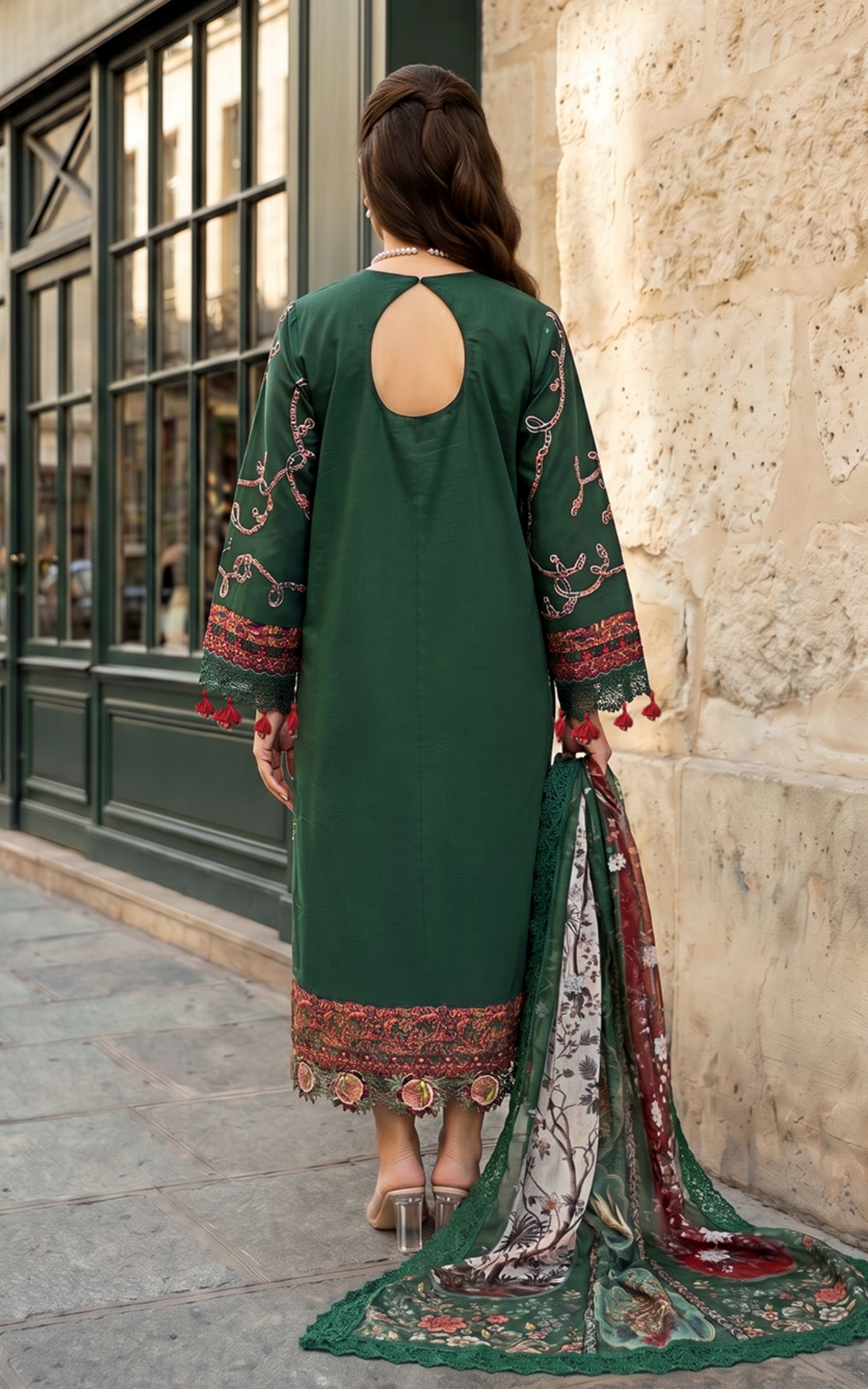 Asifa and Nabeel | Summer Lawn 26 | Green Majestic (SL26-01) - Luxury Dress - available at Maria Faisal in UK and USA.