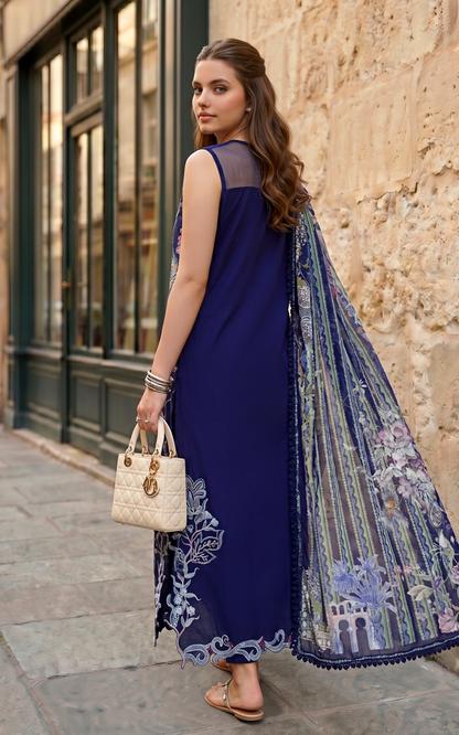 Asifa and Nabeel | Summer Lawn 26 | Scarlet Blue (SL26-04) - Luxury Dress - available at Maria Faisal in UK and USA.