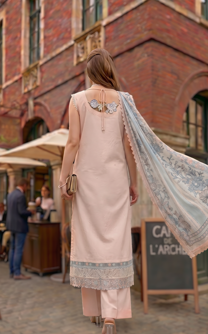 Asifa and Nabeel | Summer Lawn 26 | Peach Garden (SL26-05) - Luxury Dress - available at Maria Faisal in UK and USA.