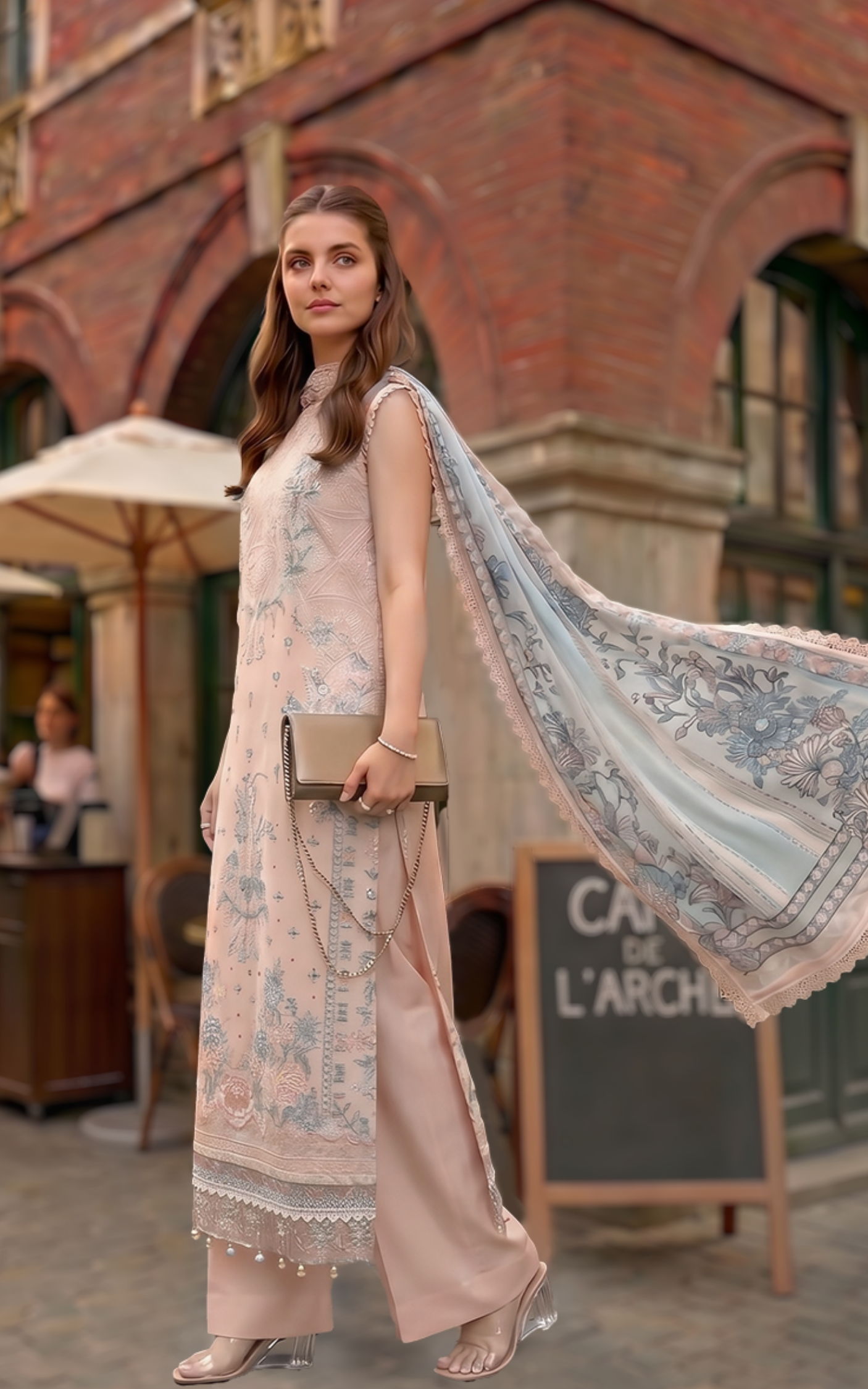 Asifa and Nabeel | Summer Lawn 26 | Peach Garden (SL26-05) - Luxury Dress - available at Maria Faisal in UK and USA.