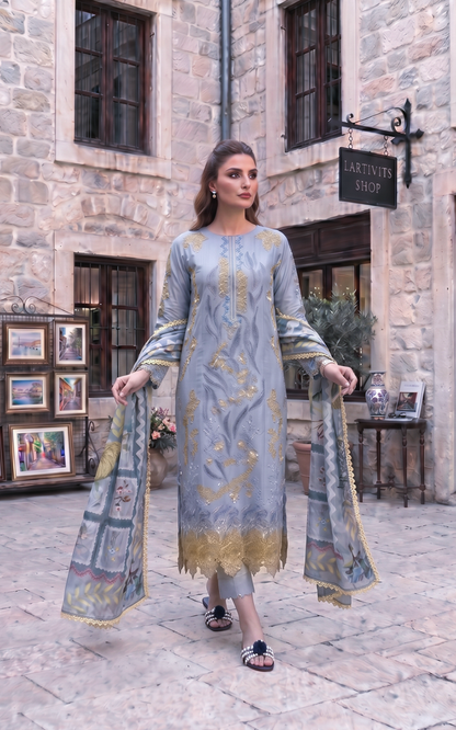 Asifa and Nabeel | Summer Lawn 26 | Ash Elegance (SL26-07) - Luxury Dress - available at Maria Faisal in UK and USA.