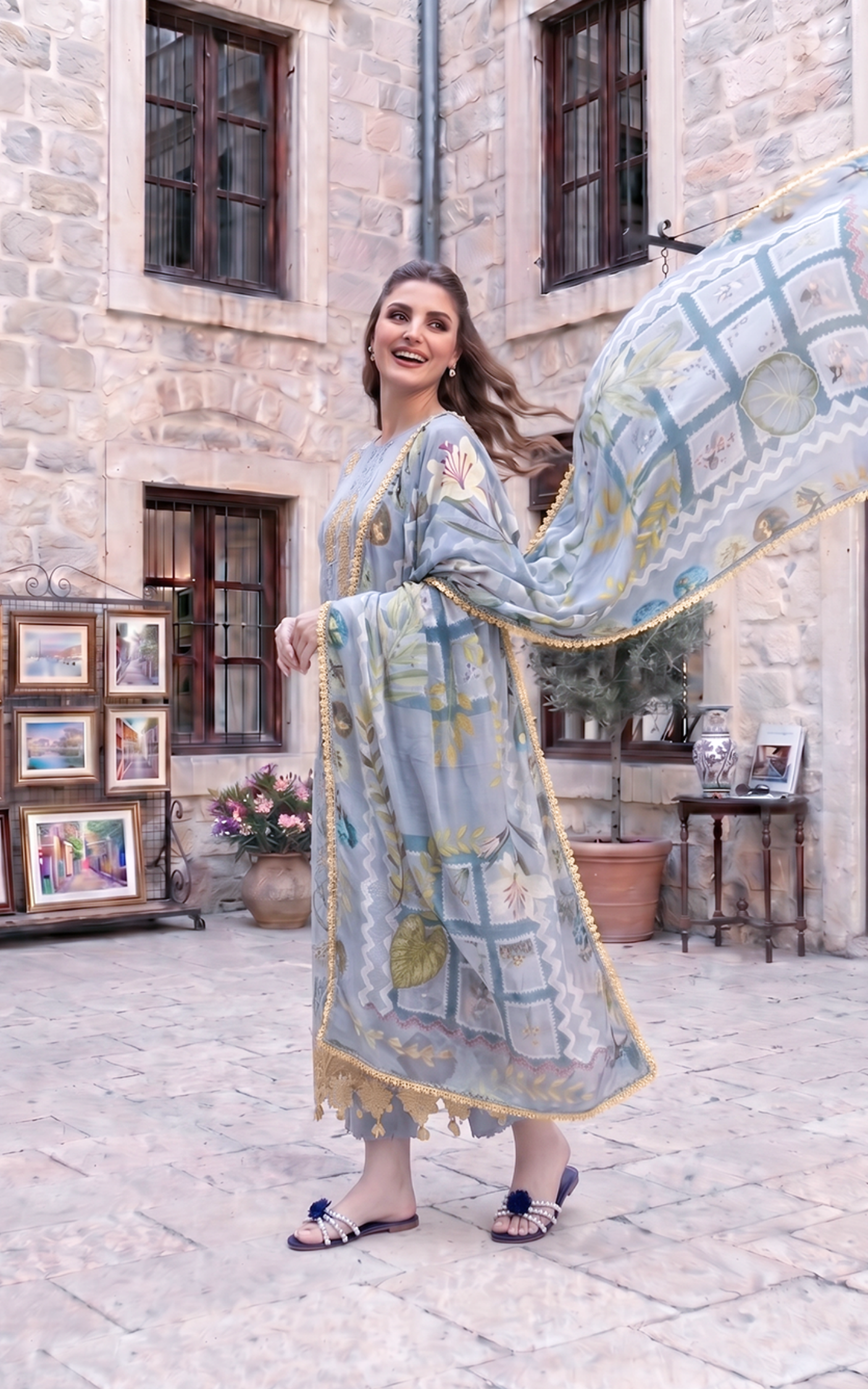 Asifa and Nabeel | Summer Lawn 26 | Ash Elegance (SL26-07) - Luxury Dress - available at Maria Faisal in UK and USA.
