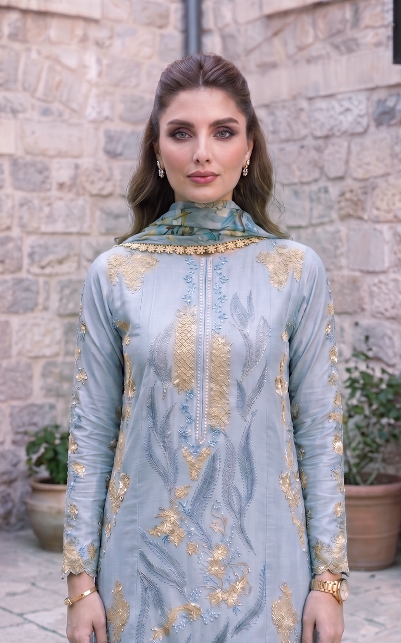 Asifa and Nabeel | Summer Lawn 26 | Ash Elegance (SL26-07) - Luxury Dress - available at Maria Faisal in UK and USA.