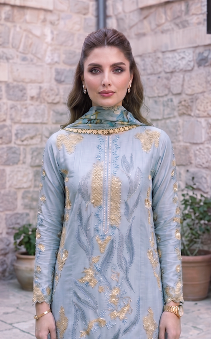 Asifa and Nabeel | Summer Lawn 26 | Ash Elegance (SL26-07) - Luxury Dress - available at Maria Faisal in UK and USA.