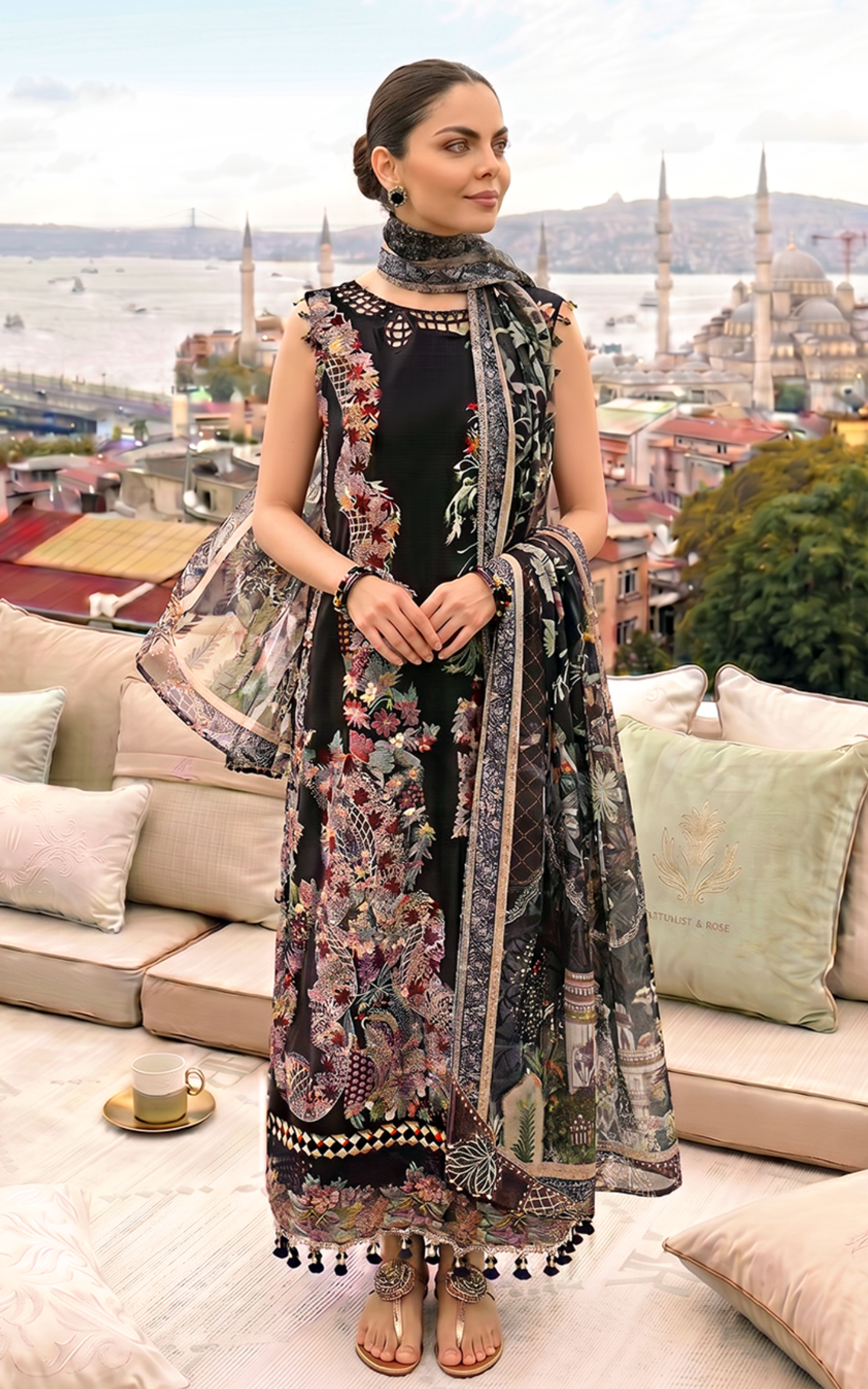 Asifa and Nabeel | Summer Lawn 26 | Smoke Pearl (SL26-08) - Luxury Dress - available at Maria Faisal in UK and USA.