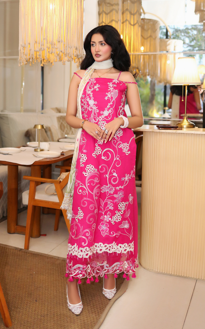 Asifa and Nabeel | Summer Lawn 26 | Fuchsia Allure (SL26-09) - Luxury Dress - available at Maria Faisal in UK and USA.