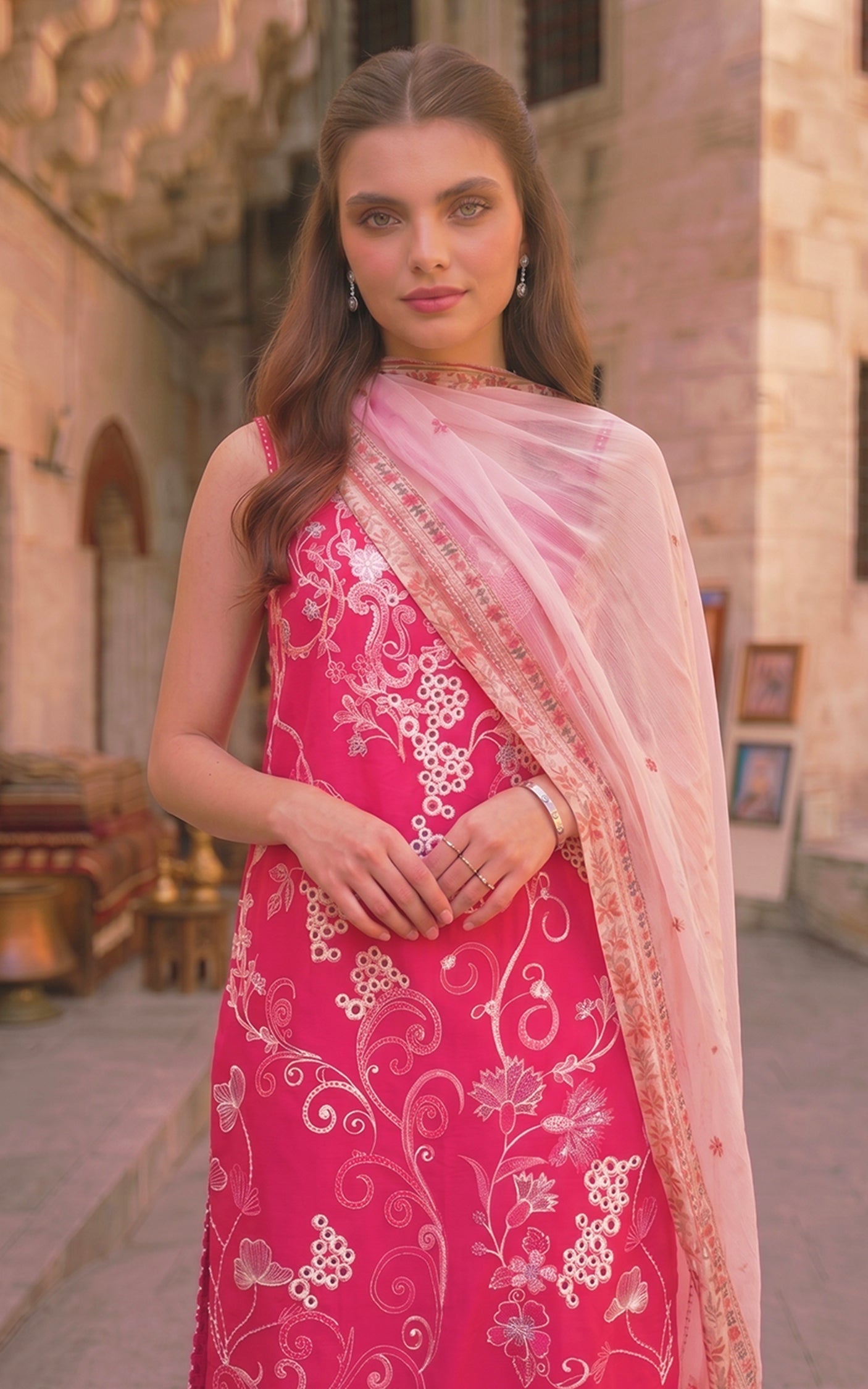 Asifa and Nabeel | Summer Lawn 26 | Fuchsia Allure (SL26-09) - Luxury Dress - available at Maria Faisal in UK and USA.