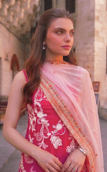 Asifa and Nabeel | Summer Lawn 26 | Fuchsia Allure (SL26-09) - Luxury Dress - available at Maria Faisal in UK and USA.