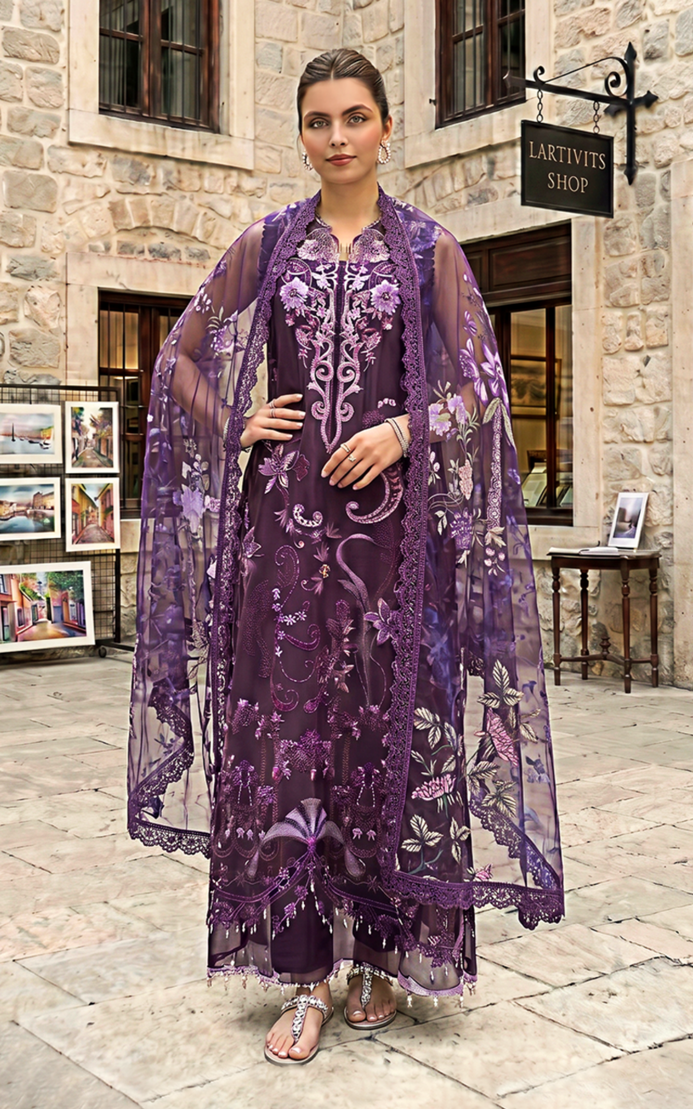 Asifa and Nabeel | Summer Lawn 26 | Plum Royale (SL26-10) - Luxury Dress - available at Maria Faisal in UK and USA.