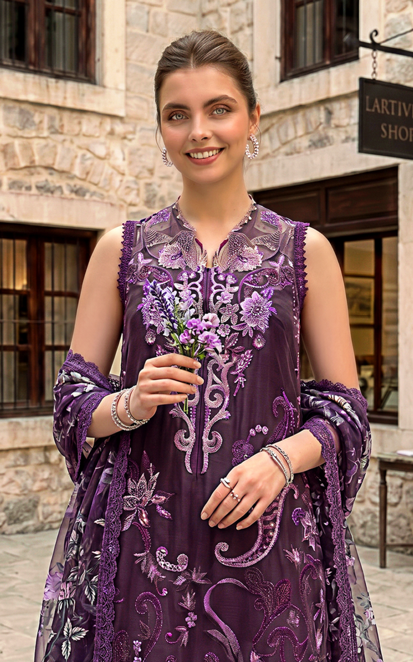 Asifa and Nabeel | Summer Lawn 26 | Plum Royale (SL26-10) - Luxury Dress - available at Maria Faisal in UK and USA.