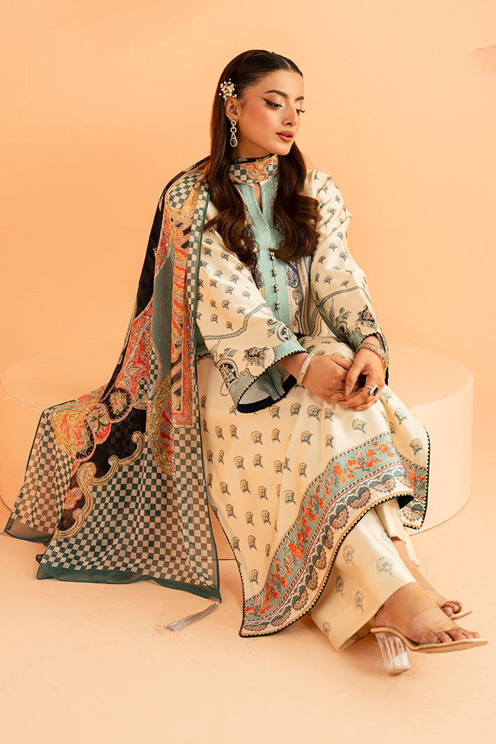 Imrozia Premium | Amelia Printed Silk | SP-150 Verdant Elan - Luxury Dress - available at Maria Faisal in UK and USA.