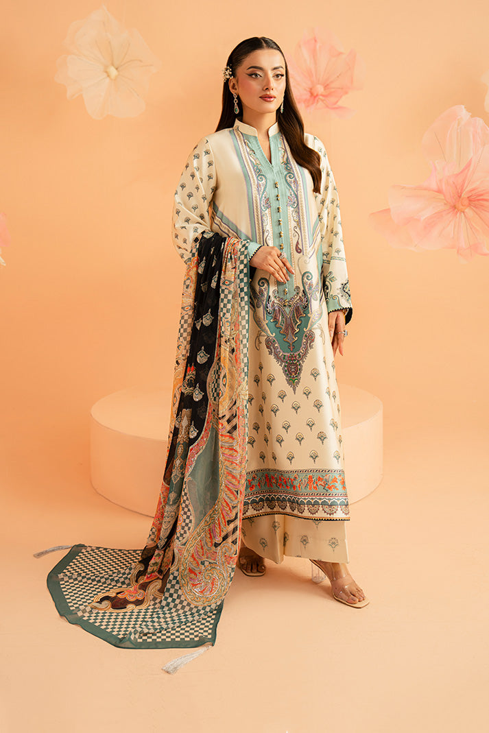 Imrozia Premium | Amelia Printed Silk | SP-150 Verdant Elan - Luxury Dress - available at Maria Faisal in UK and USA.