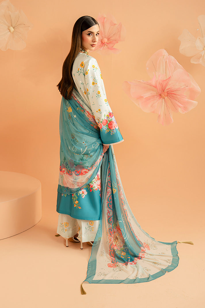 Imrozia Premium | Amelia Printed Silk | SP-151 Flora Serenade - Luxury Dress - available at Maria Faisal in UK and USA.