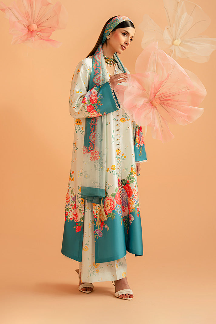 Imrozia Premium | Amelia Printed Silk | SP-151 Flora Serenade - Luxury Dress - available at Maria Faisal in UK and USA.