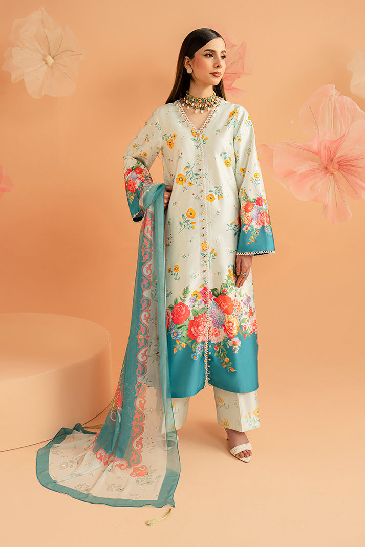 Imrozia Premium | Amelia Printed Silk | SP-151 Flora Serenade - Luxury Dress - available at Maria Faisal in UK and USA.