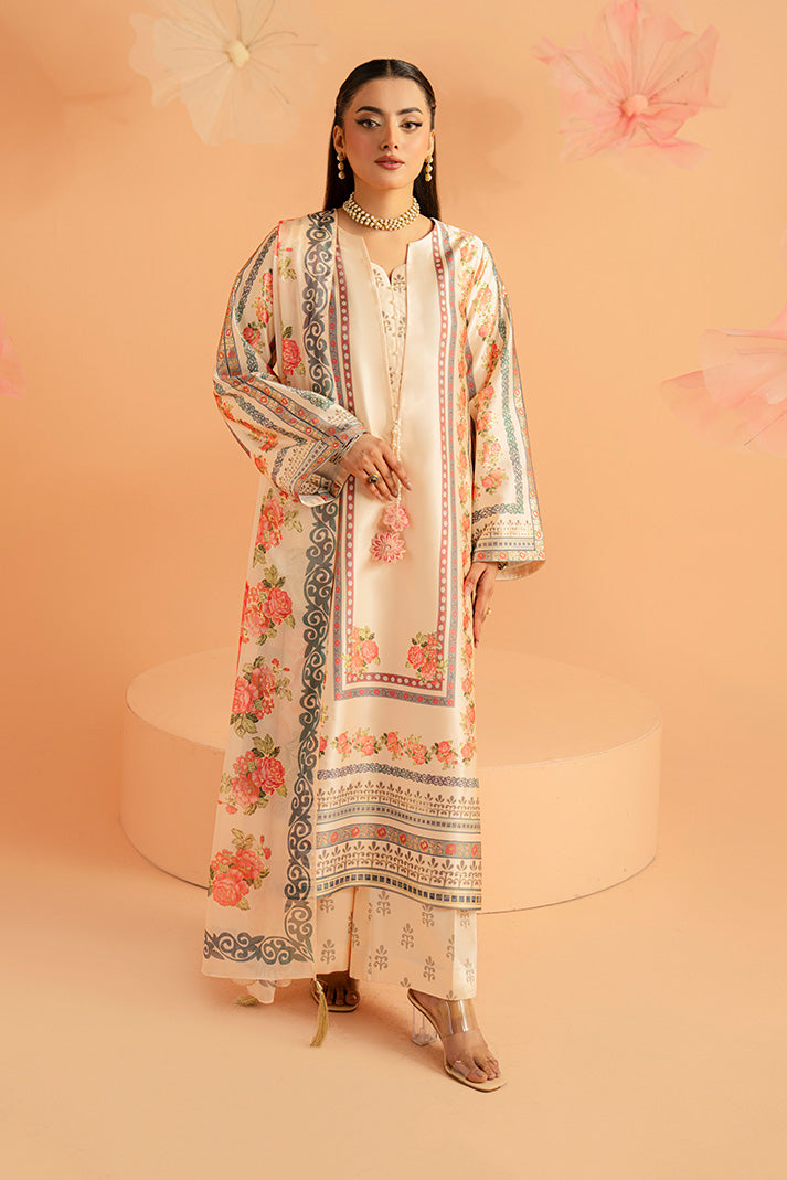 Imrozia Premium | Amelia Printed Silk | SP-154 Rose Charm - Luxury Dress - available at Maria Faisal in UK and USA.