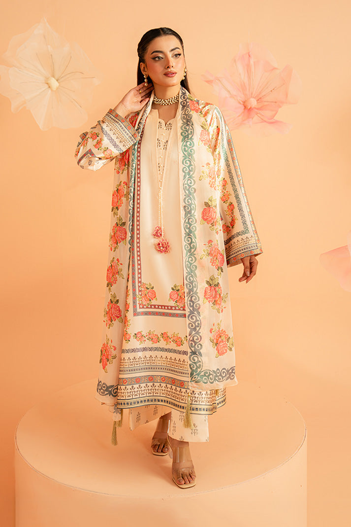 Imrozia Premium | Amelia Printed Silk | SP-154 Rose Charm - Luxury Dress - available at Maria Faisal in UK and USA.