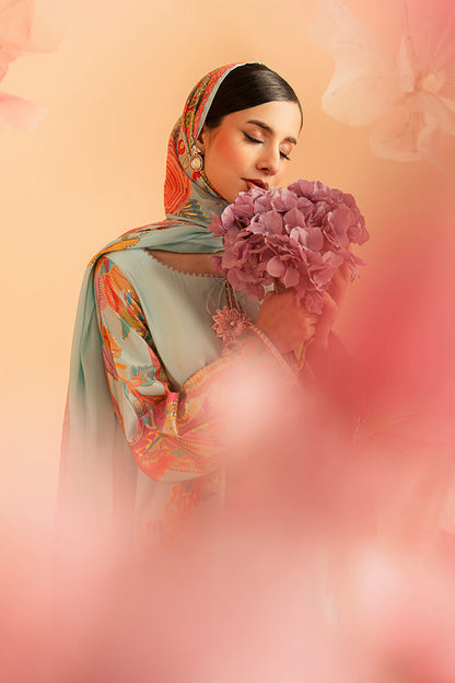 Imrozia Premium | Amelia Printed Silk | SP-155 Mint Mirage - Luxury Dress - available at Maria Faisal in UK and USA.