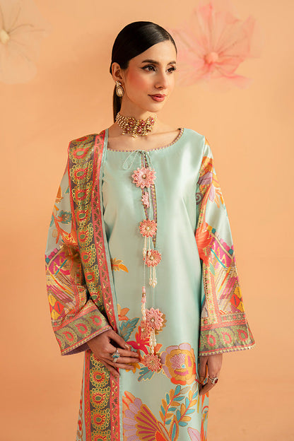 Imrozia Premium | Amelia Printed Silk | SP-155 Mint Mirage - Luxury Dress - available at Maria Faisal in UK and USA.