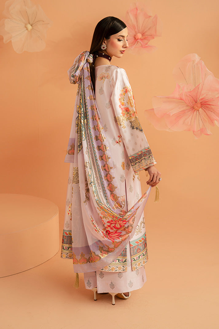 Imrozia Premium | Amelia Printed Silk | SP-157 Lilac Opulence - Luxury Dress - available at Maria Faisal in UK and USA.