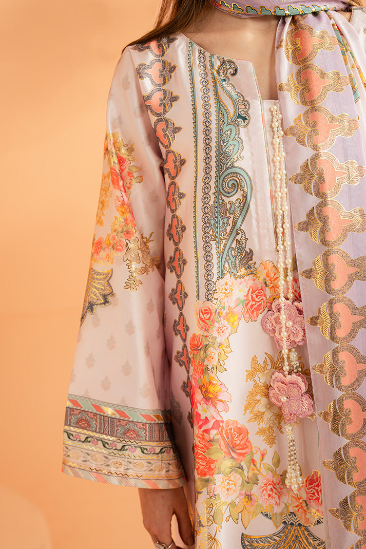 Imrozia Premium | Amelia Printed Silk | SP-157 Lilac Opulence - Luxury Dress - available at Maria Faisal in UK and USA.