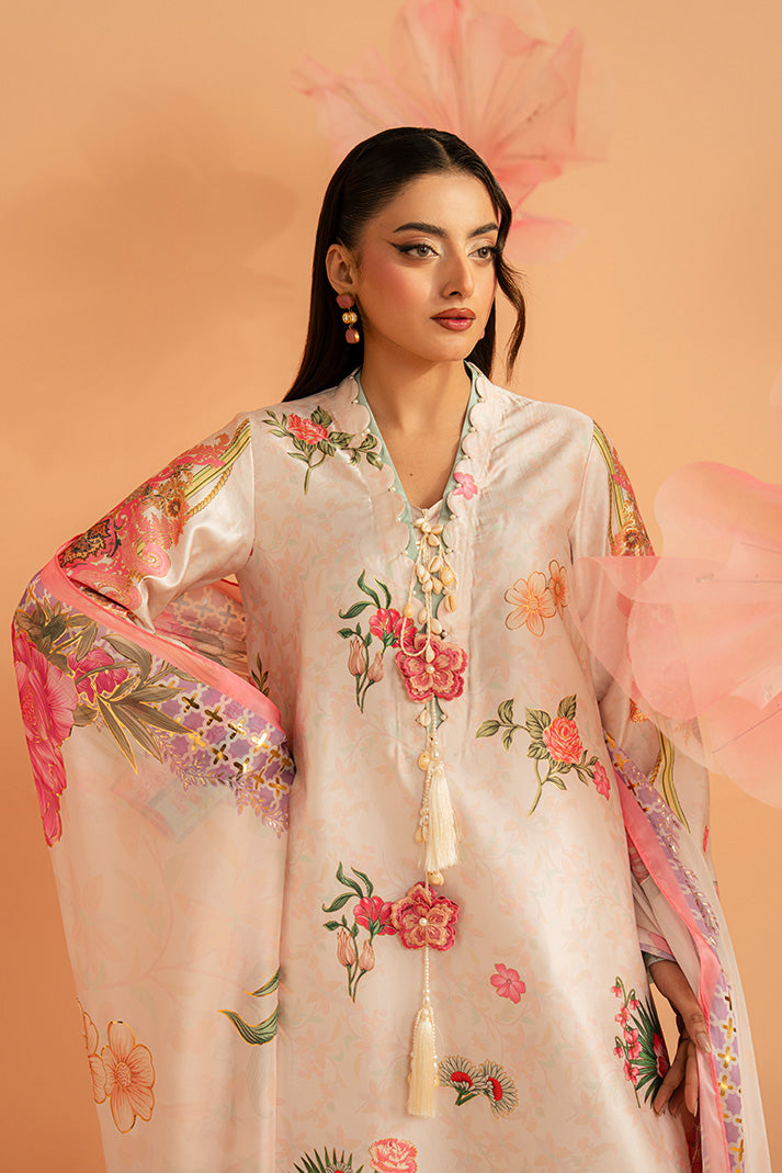 Imrozia Premium | Amelia Printed Silk | SP-158 Blush Reverie - Luxury Dress - available at Maria Faisal in UK and USA.
