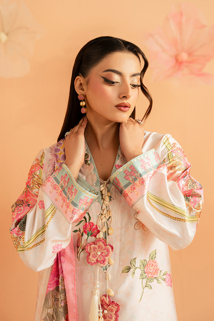 Imrozia Premium | Amelia Printed Silk | SP-158 Blush Reverie - Luxury Dress - available at Maria Faisal in UK and USA.