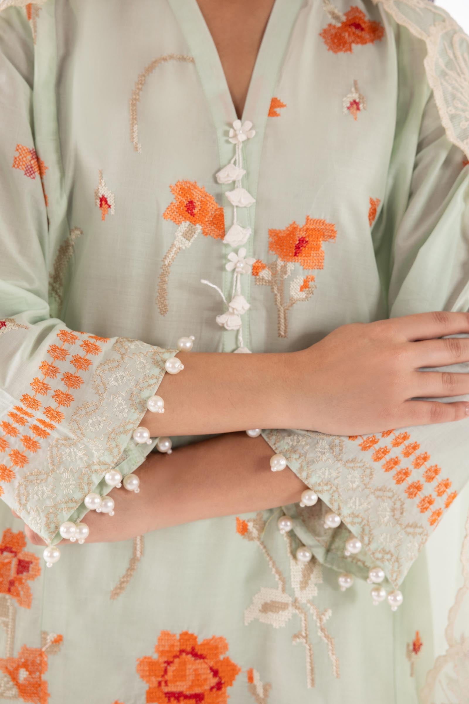 Sana Safinaz | Luxury Pret | Muzlin Lawn Suit SC26MUZ110AP3 - Dress - available at Maria Faisal in UK and USA.
