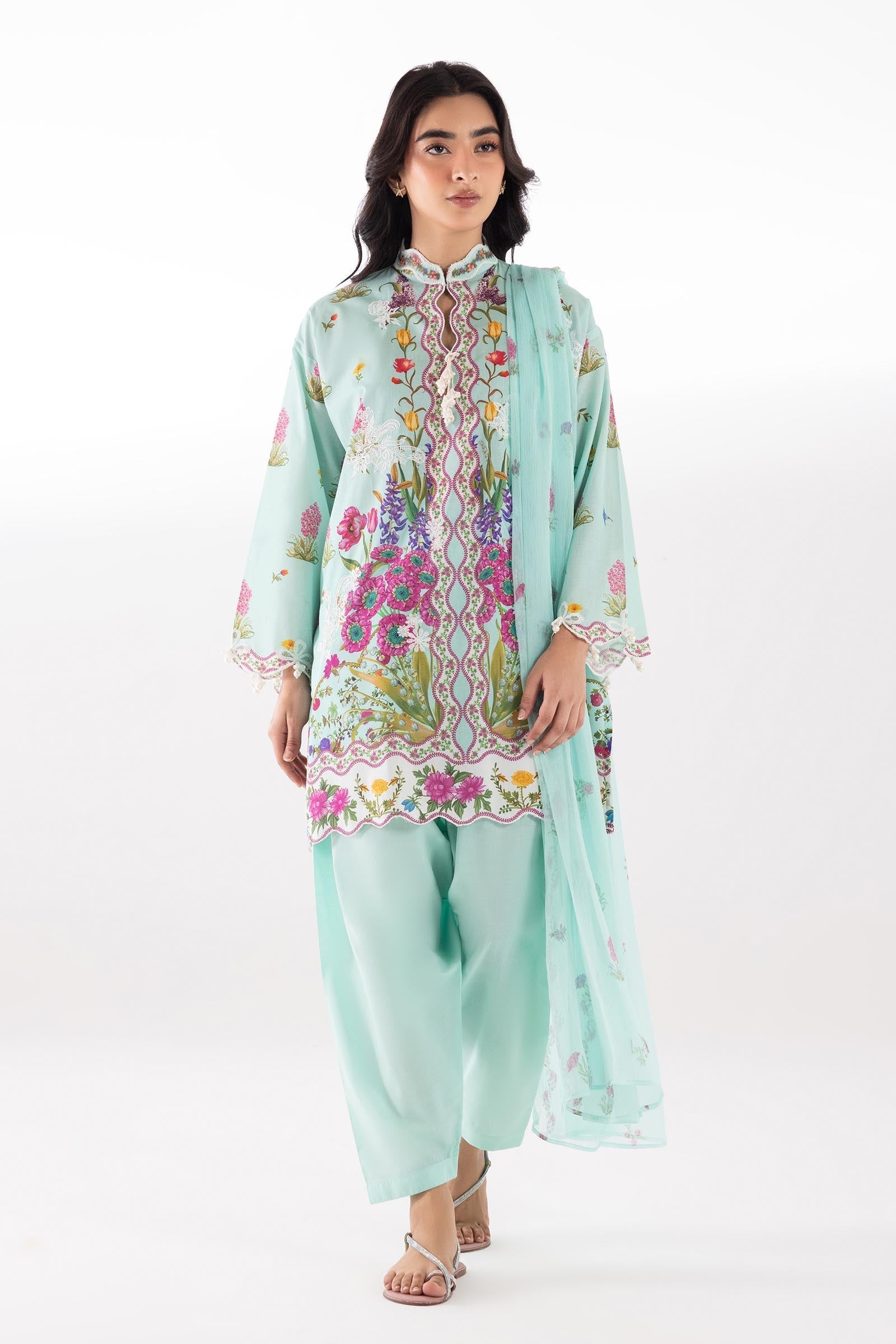 Sana Safinaz | Luxury Pret | Muzlin Lawn Suit SC26MUZ201BP3 - Dress - available at Maria Faisal in UK and USA.