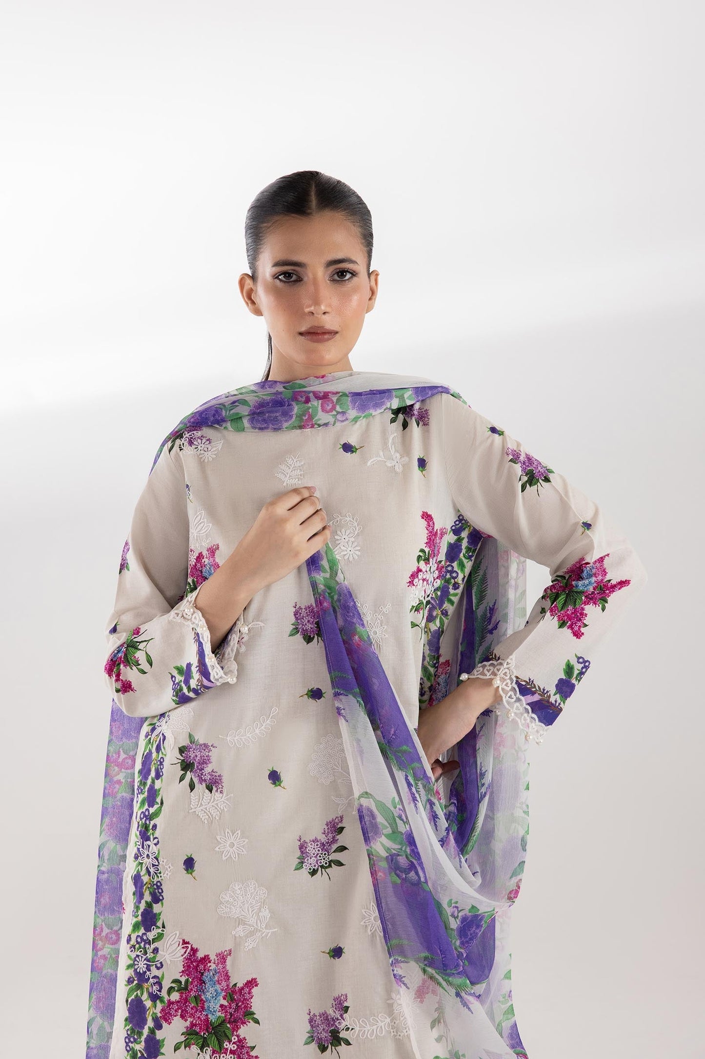 Sana Safinaz | Luxury Pret | Muzlin Lawn Suit SC26MUZ205AP3 - Dress - available at Maria Faisal in UK and USA.