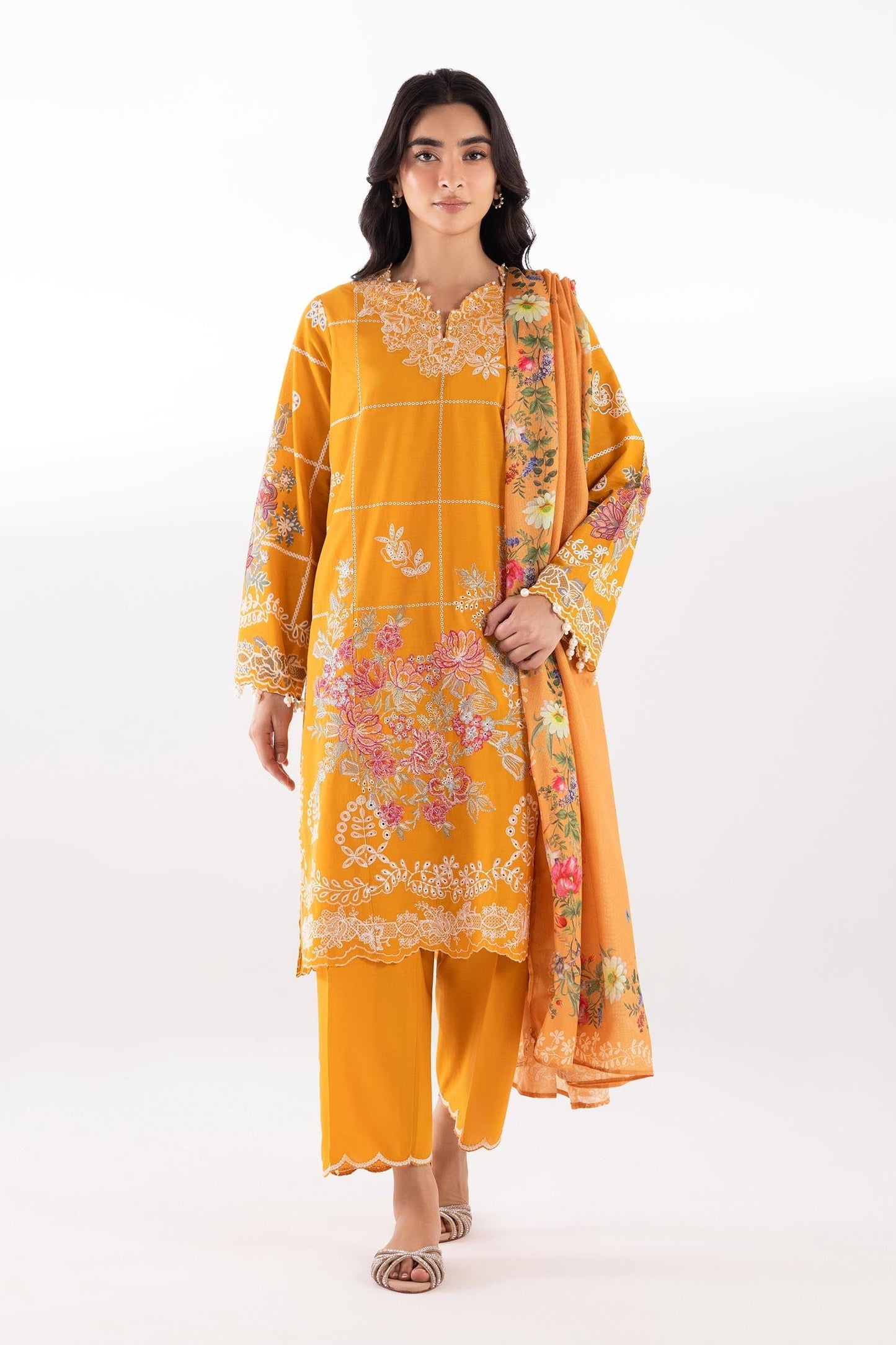 Sana Safinaz | Luxury Pret | Lawn Muzlin Suit SC26MUZ212BP3 - Dress - available at Maria Faisal in UK and USA.