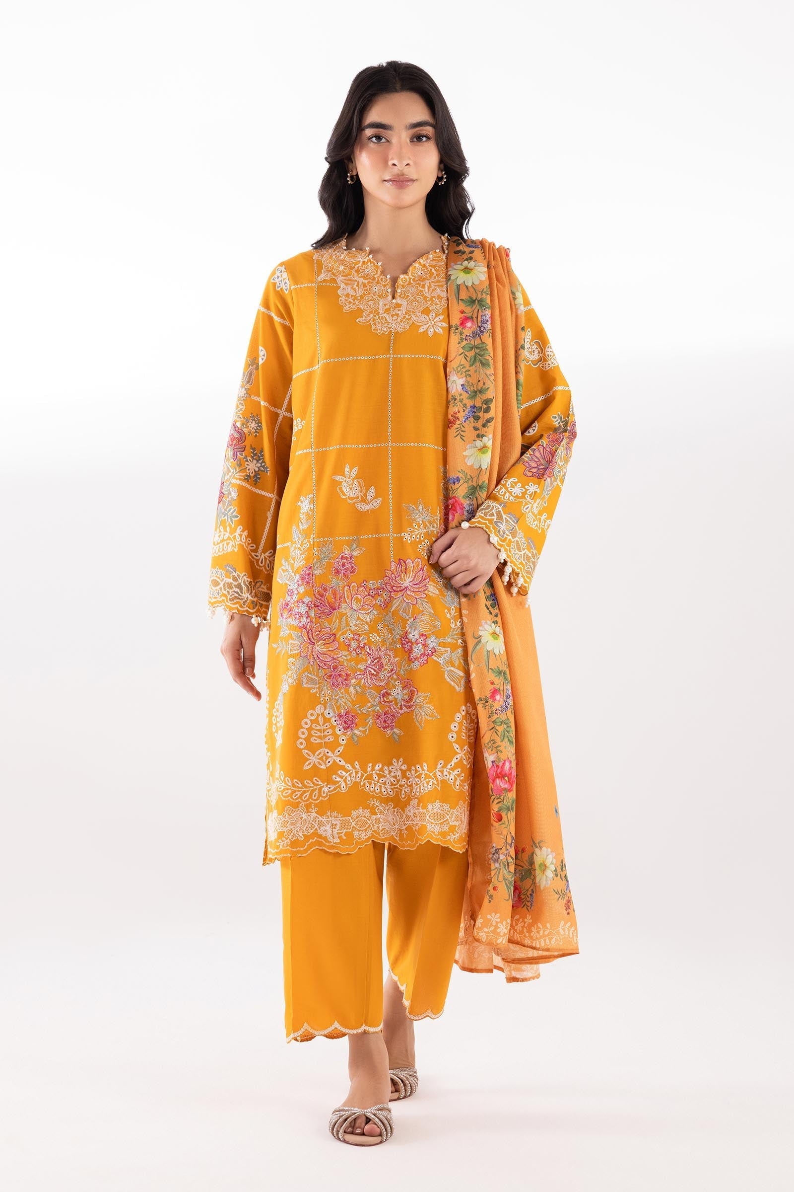 Sana Safinaz | Luxury Pret | Lawn Muzlin Suit SC26MUZ212BP3 - Dress - available at Maria Faisal in UK and USA.