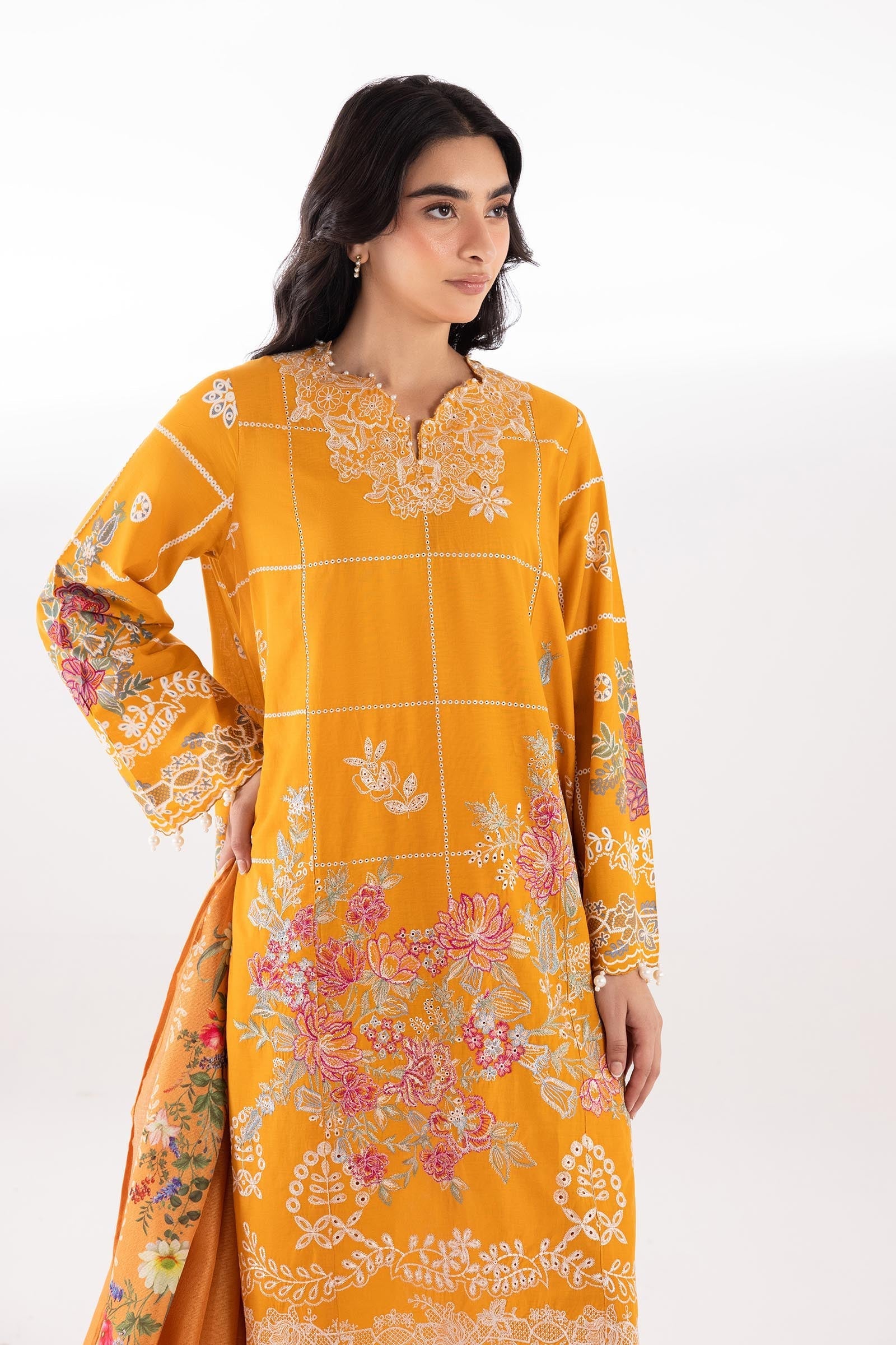 Sana Safinaz | Luxury Pret | Lawn Muzlin Suit SC26MUZ212BP3 - Dress - available at Maria Faisal in UK and USA.