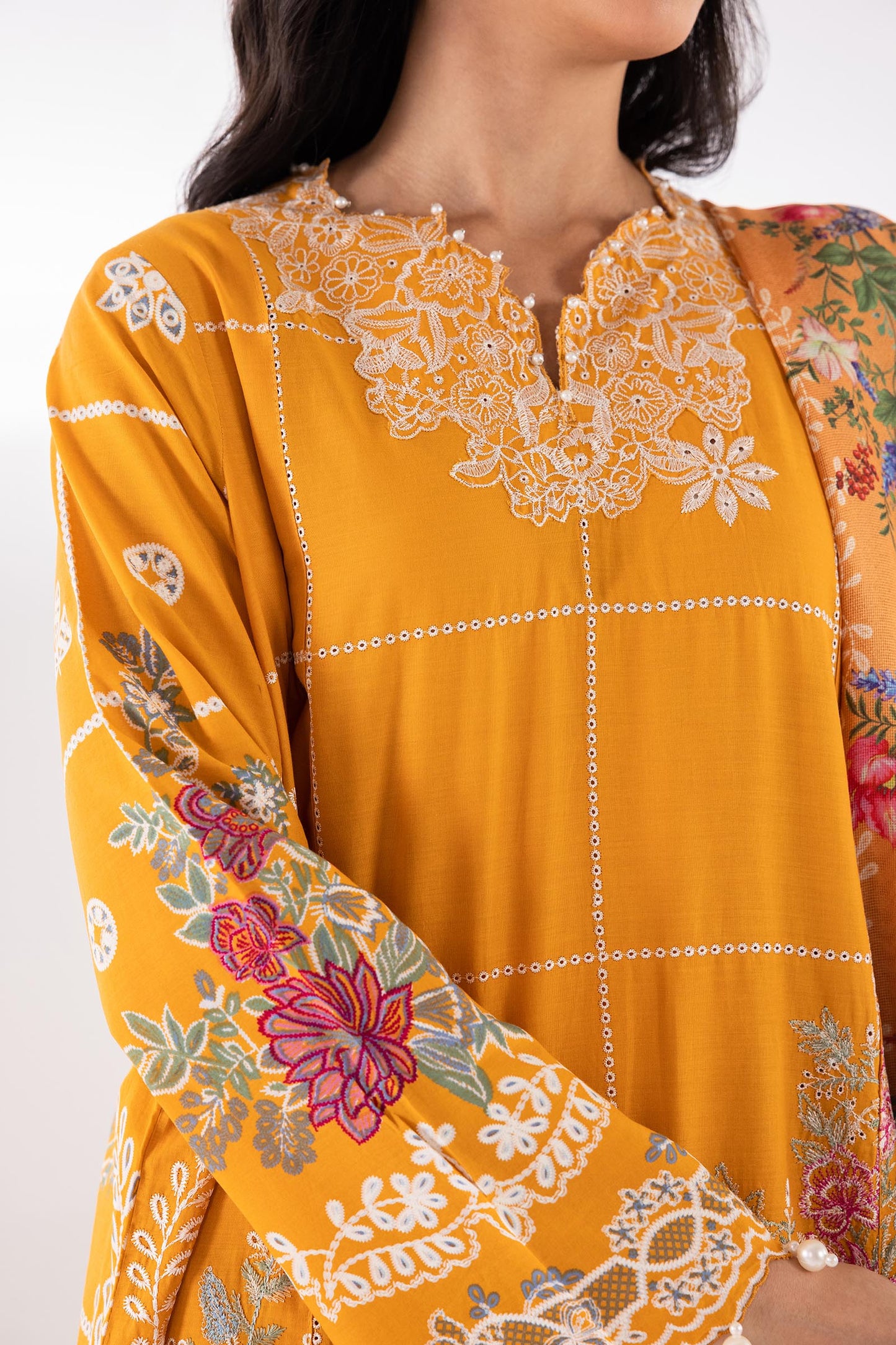 Sana Safinaz | Luxury Pret | Lawn Muzlin Suit SC26MUZ212BP3 - Dress - available at Maria Faisal in UK and USA.